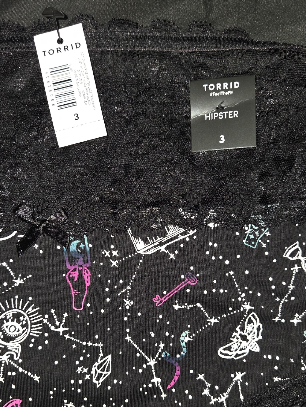 Torrid Black Hipster Panty with Multicolor Celestial